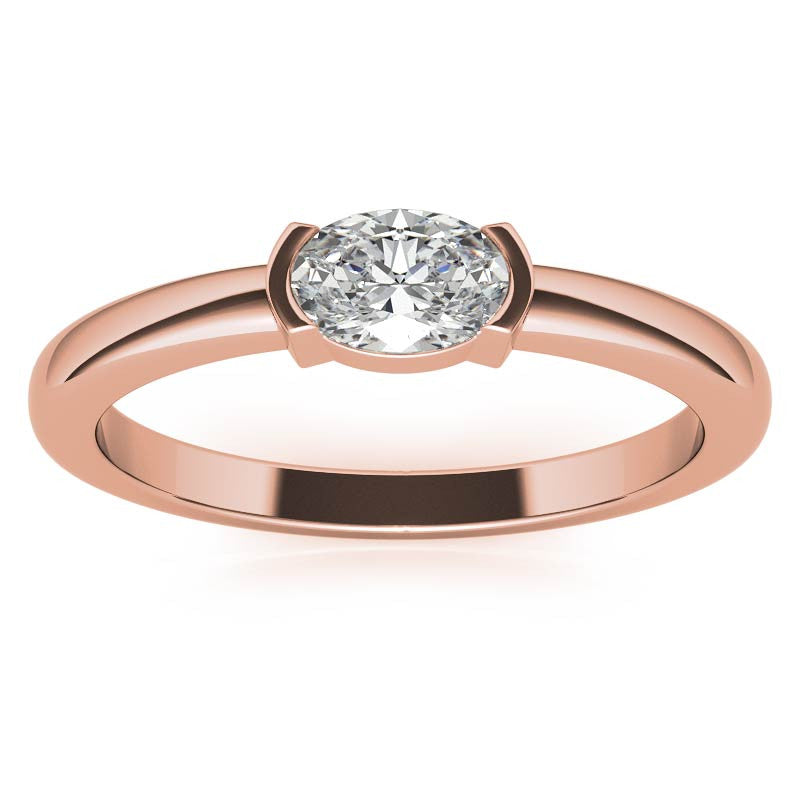 Petite Oval East-West Moissanite Solitaire Ring