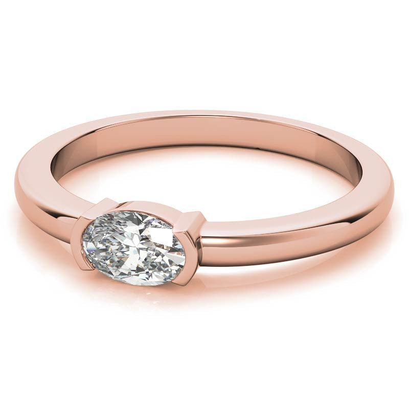 Petite Oval East-West Moissanite Solitaire Ring