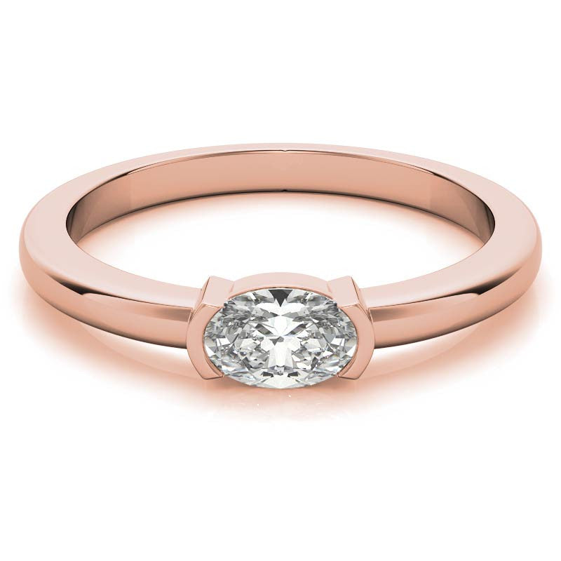Petite Oval East-West Moissanite Solitaire Ring