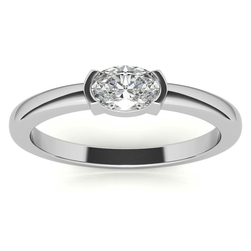 Petite Oval East-West Moissanite Solitaire Ring