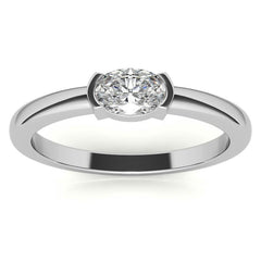 Petite Oval East-West Moissanite Solitaire Ring