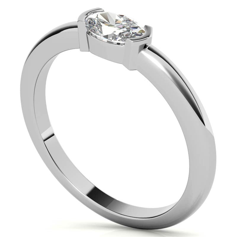 Petite Oval East-West Moissanite Solitaire Ring