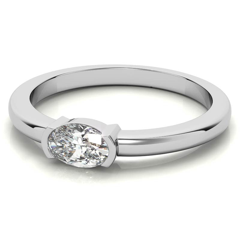 Petite Oval East-West Moissanite Solitaire Ring