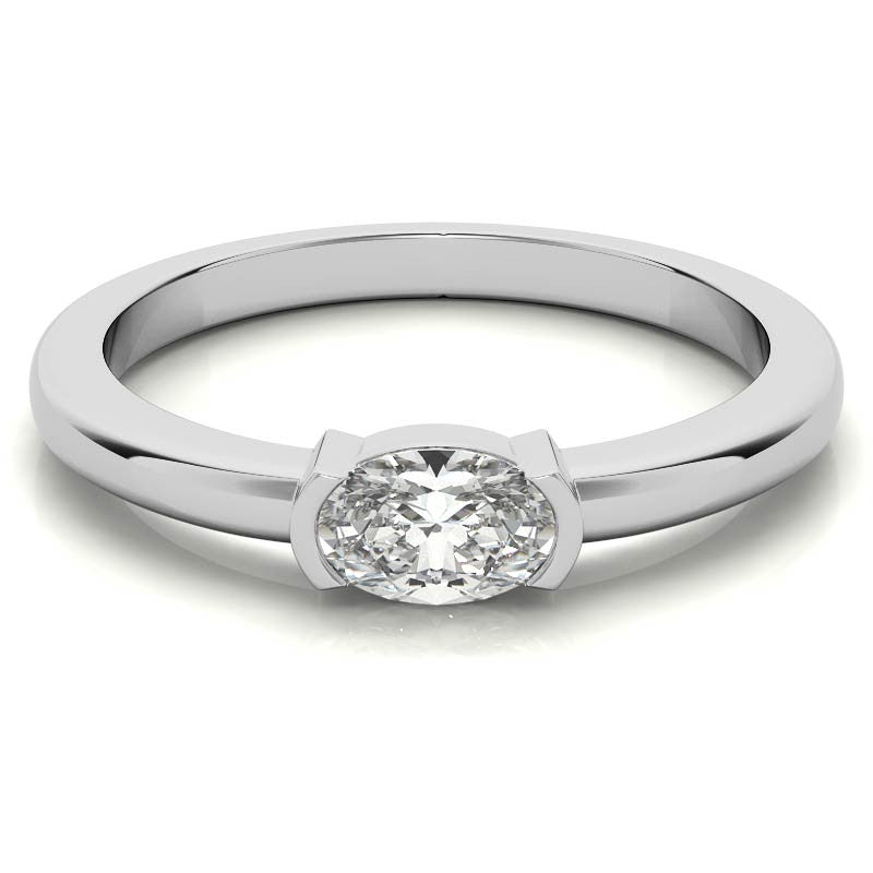 Petite Oval East-West Moissanite Solitaire Ring