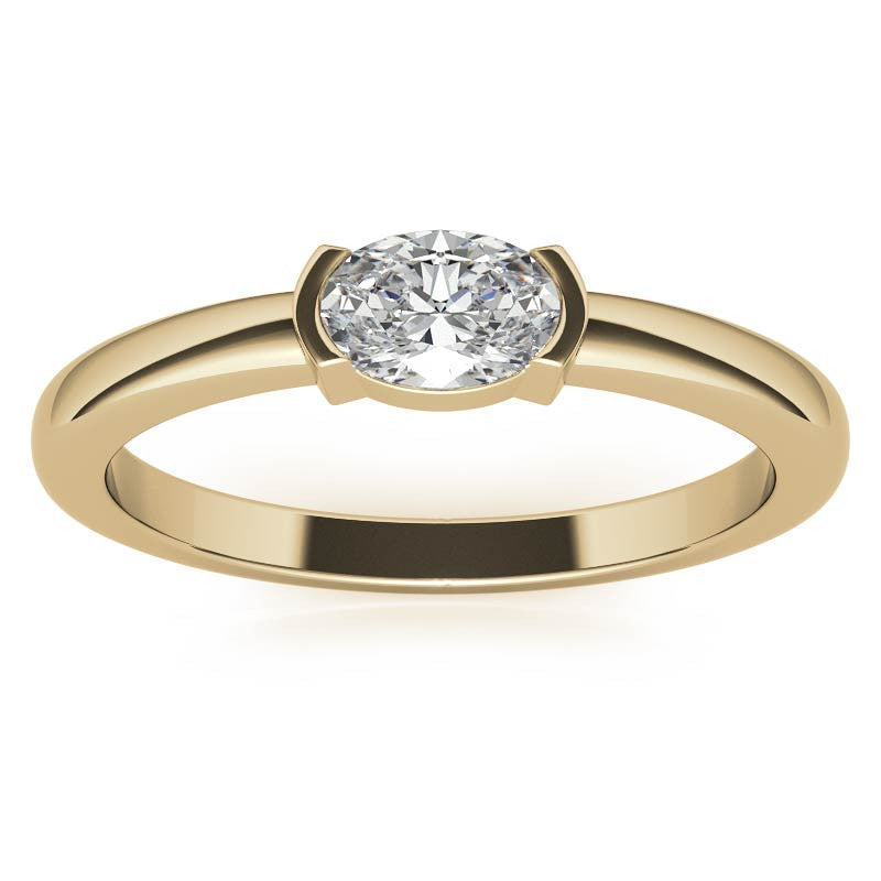 Petite Oval East-West Moissanite Solitaire Ring
