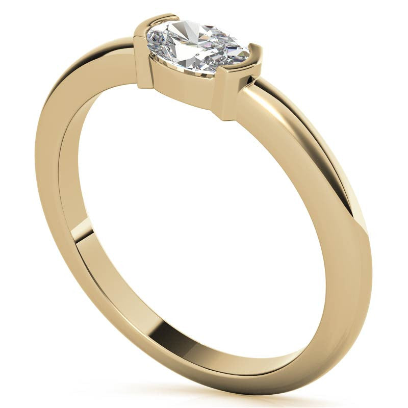 Petite Oval East-West Moissanite Solitaire Ring