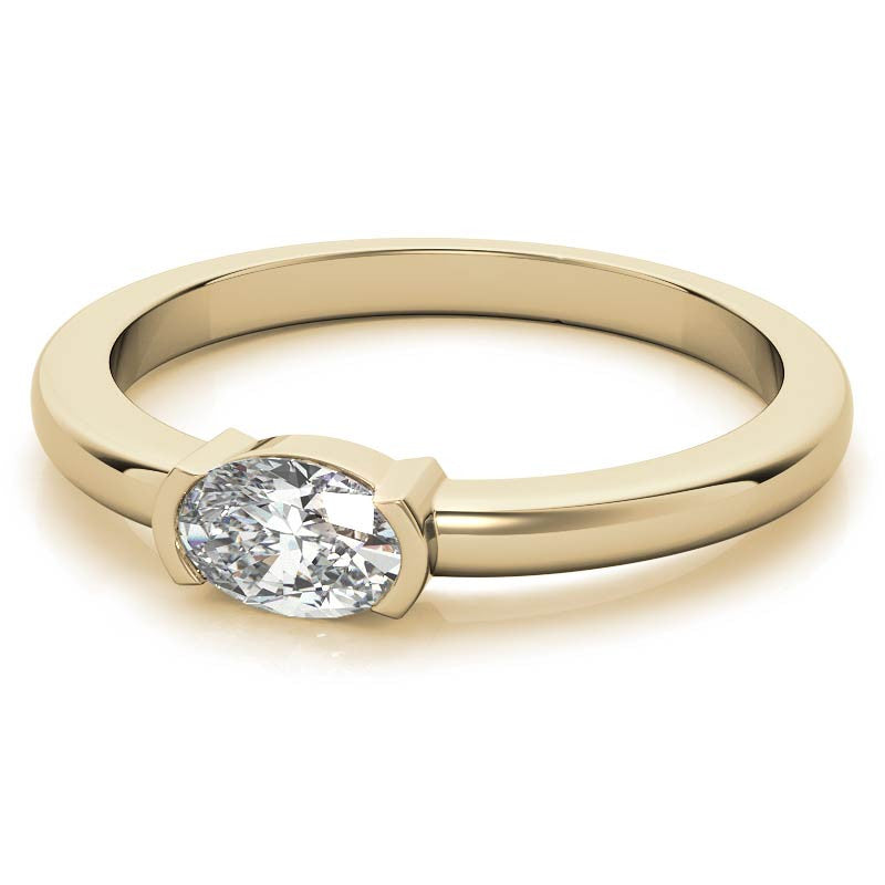 Petite Oval East-West Moissanite Solitaire Ring