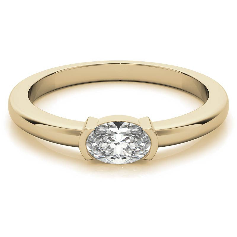 Petite Oval East-West Moissanite Solitaire Ring