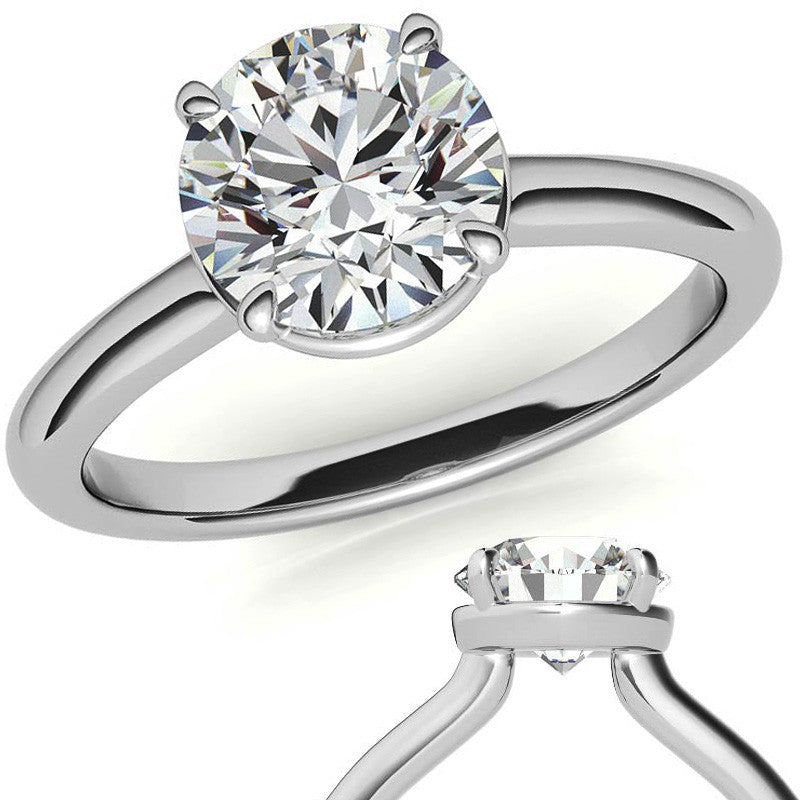 Low Set Round Brilliant Moissanite Solitaire Ring