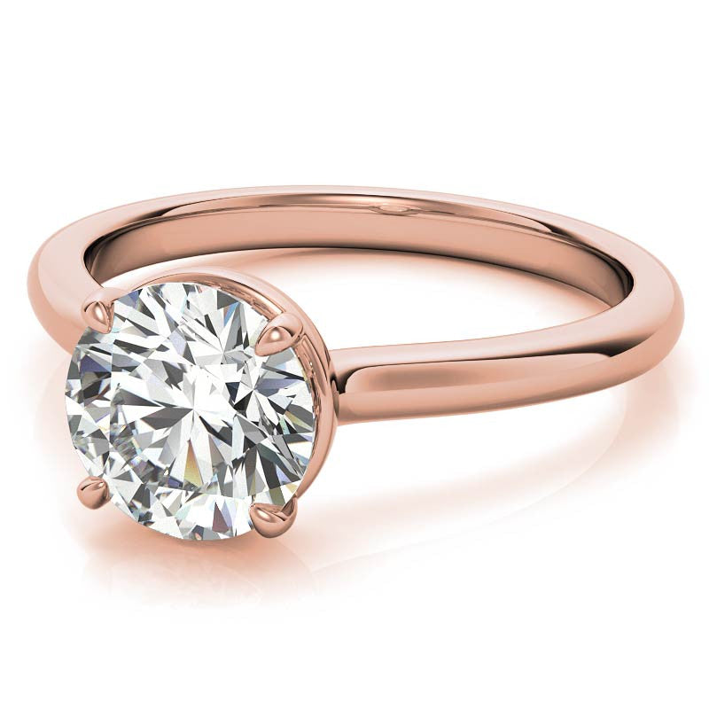 Low Set Round Brilliant Moissanite Solitaire Ring