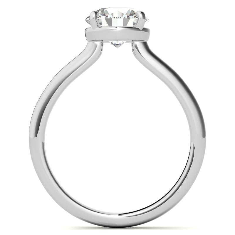 Low Set Round Brilliant Moissanite Solitaire Ring