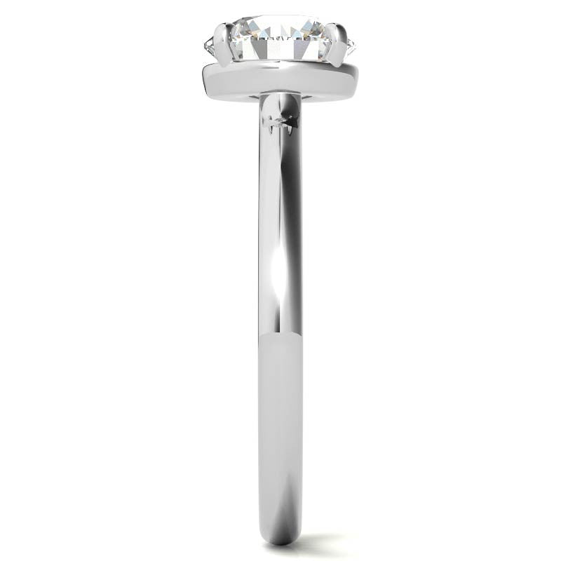 Low Set Round Brilliant Moissanite Solitaire Ring
