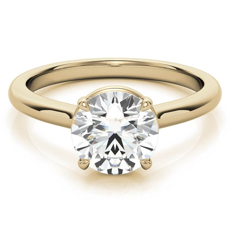 Low Set Round Brilliant Moissanite Solitaire Ring