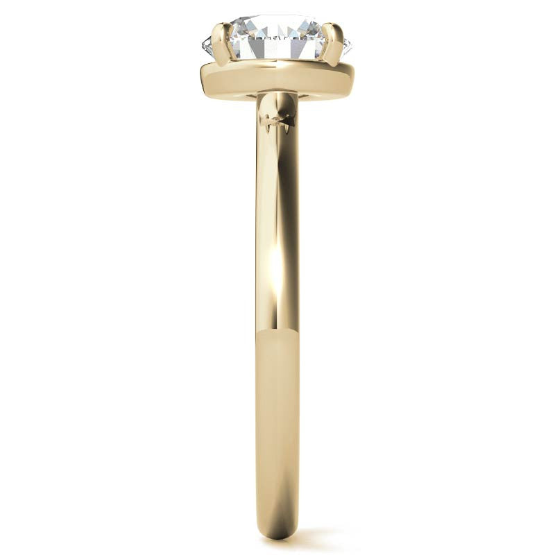 Low Set Round Brilliant Moissanite Solitaire Ring