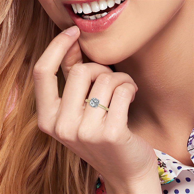 Floral Accented Moissanite Solitaire Ring