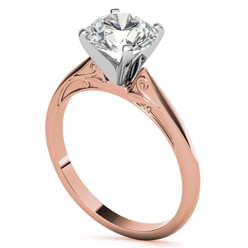 Floral Accented Moissanite Solitaire Ring