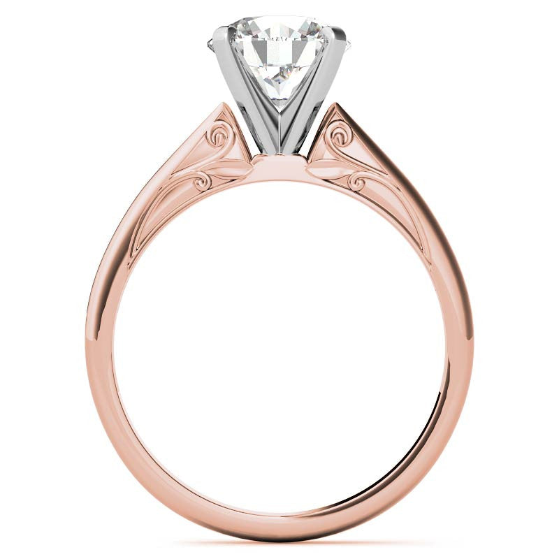 Floral Accented Moissanite Solitaire Ring