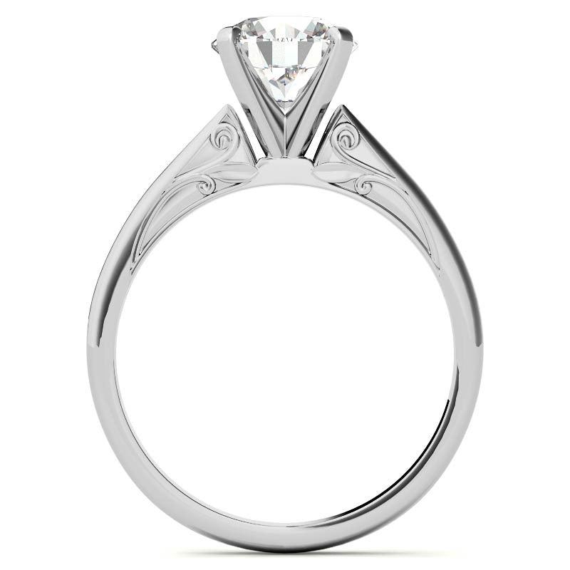 Floral Accented Moissanite Solitaire Ring