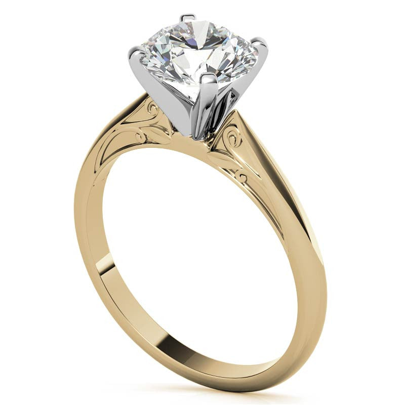 Floral Accented Moissanite Solitaire Ring