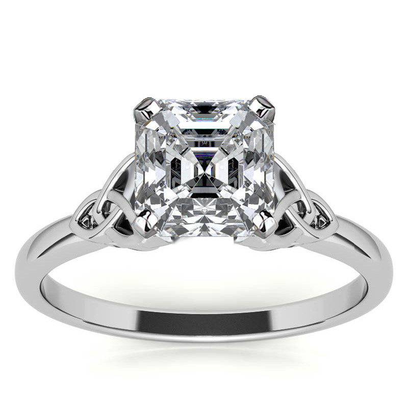 Celtic Knot Cathedral Moissanite Solitaire Ring