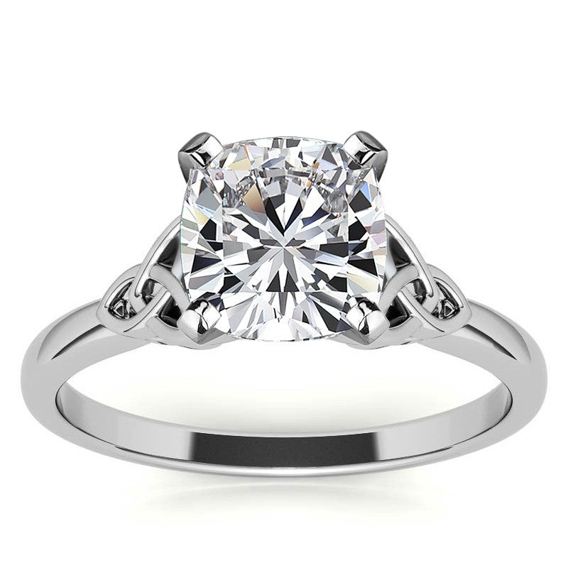 Celtic Knot Cathedral Moissanite Solitaire Ring