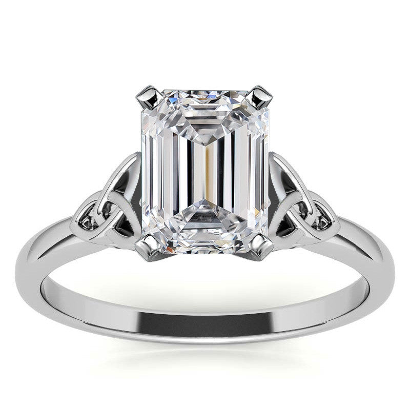 Celtic Knot Cathedral Moissanite Solitaire Ring