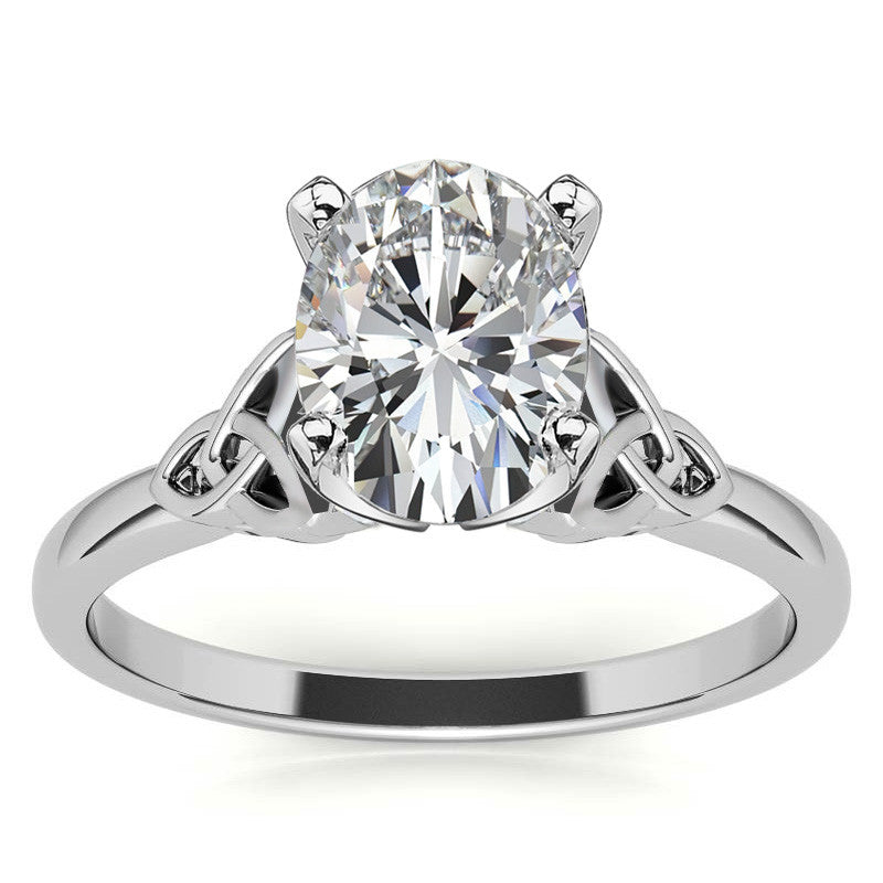 Celtic Knot Cathedral Moissanite Solitaire Ring
