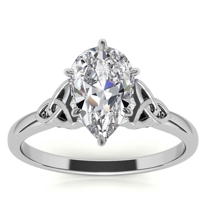 Celtic Knot Cathedral Moissanite Solitaire Ring