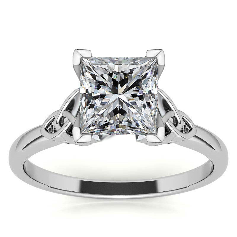 Celtic Knot Cathedral Moissanite Solitaire Ring