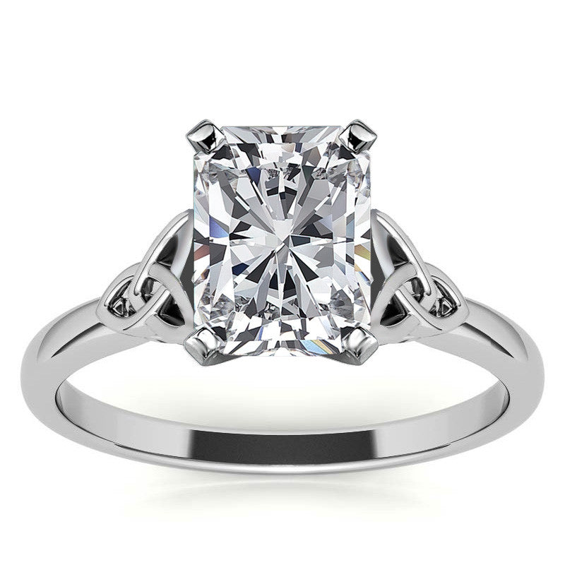 Celtic Knot Cathedral Moissanite Solitaire Ring