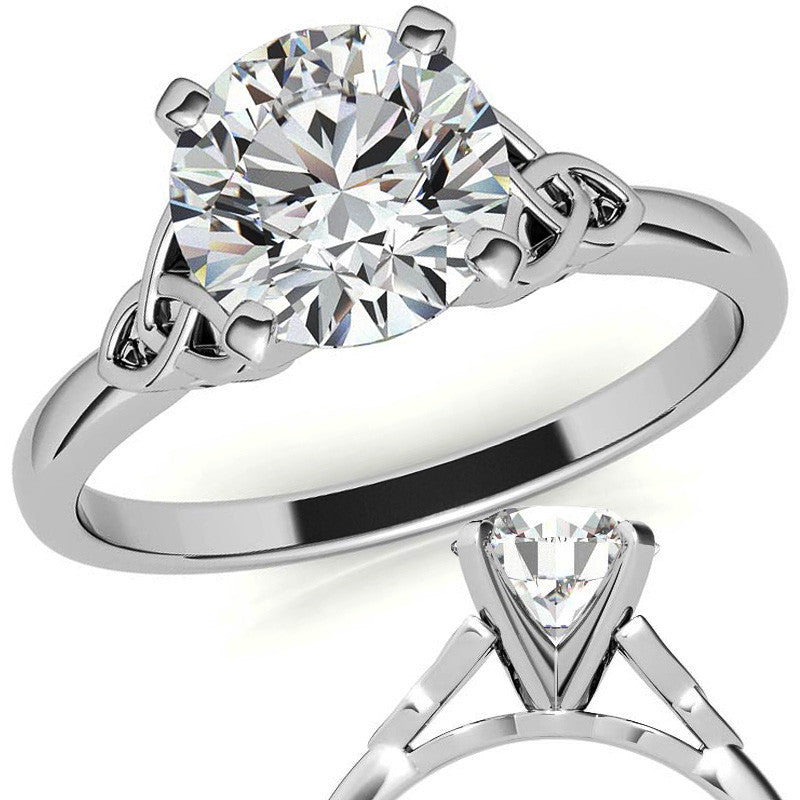 Celtic Knot Cathedral Moissanite Solitaire Ring