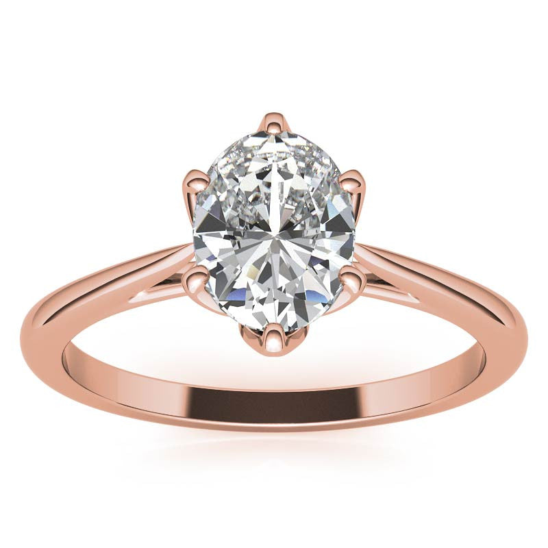 Petite Oval Tulip Cathedral Moissanite Solitaire Ring