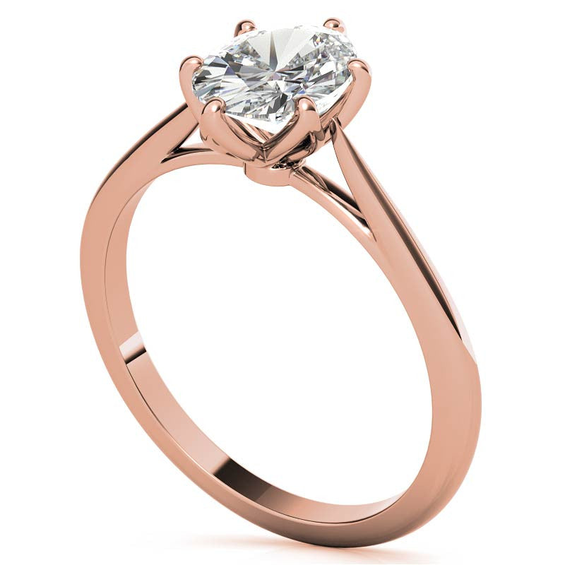 Petite Oval Tulip Cathedral Moissanite Solitaire Ring