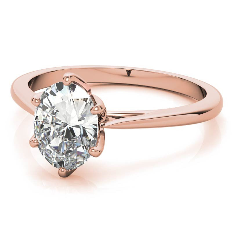 Petite Oval Tulip Cathedral Moissanite Solitaire Ring