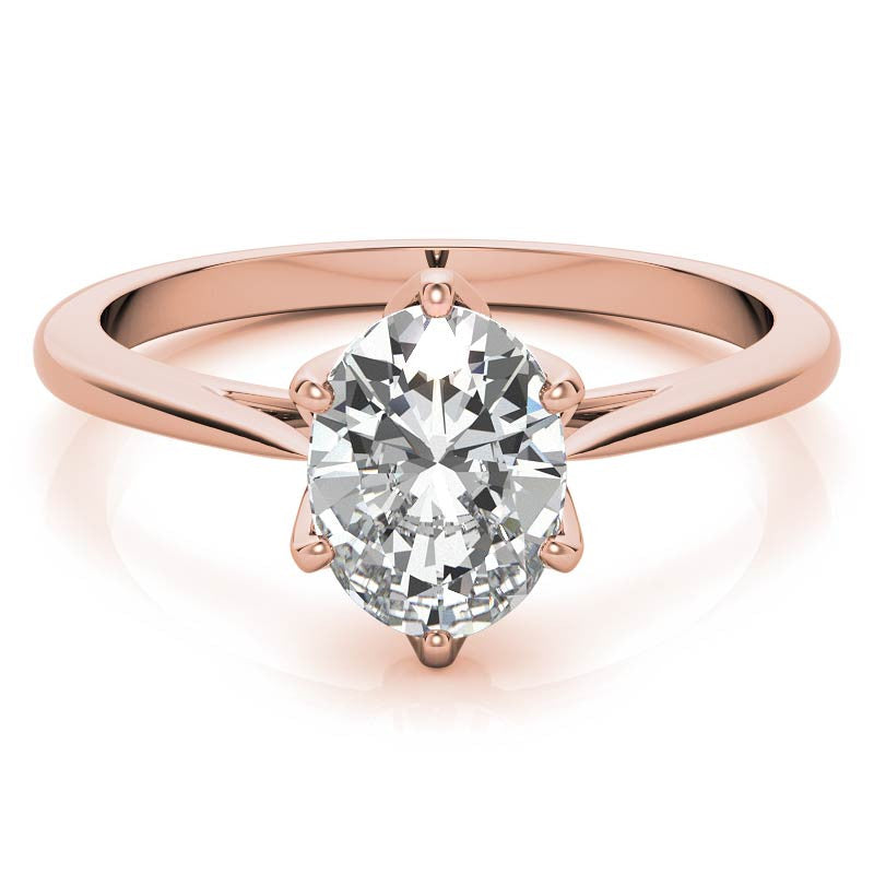 Petite Oval Tulip Cathedral Moissanite Solitaire Ring