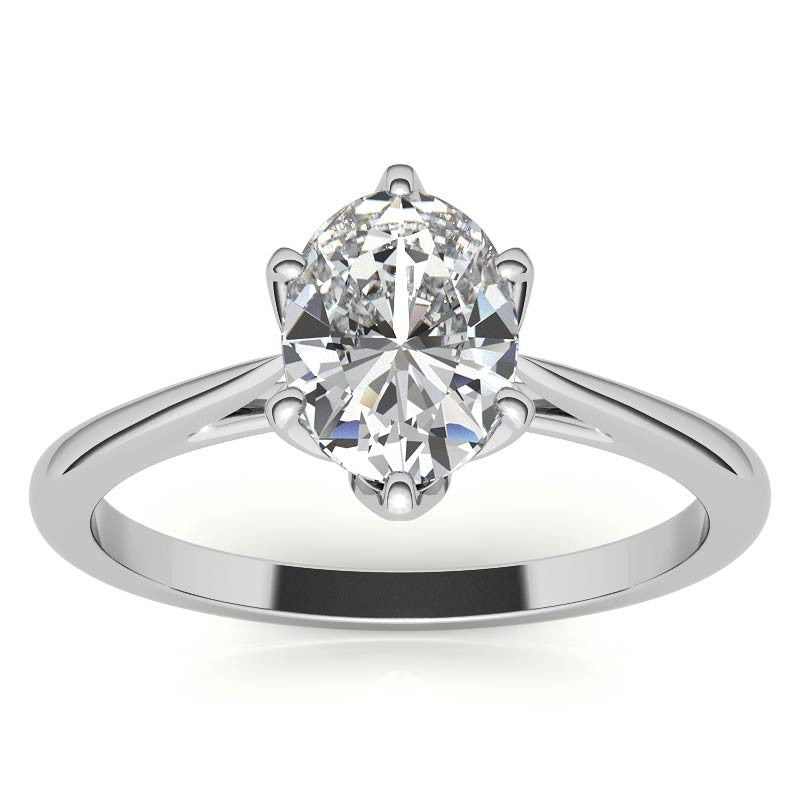 Petite Oval Tulip Cathedral Moissanite Solitaire Ring