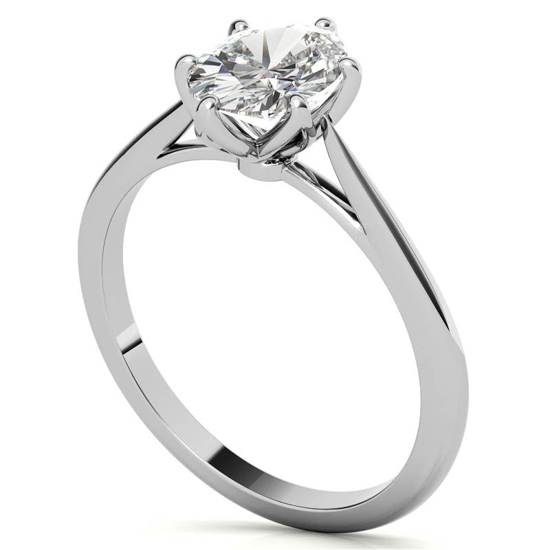 Petite Oval Tulip Cathedral Moissanite Solitaire Ring