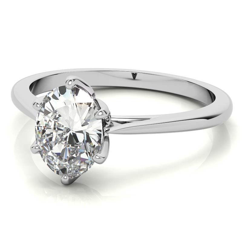 Petite Oval Tulip Cathedral Moissanite Solitaire Ring