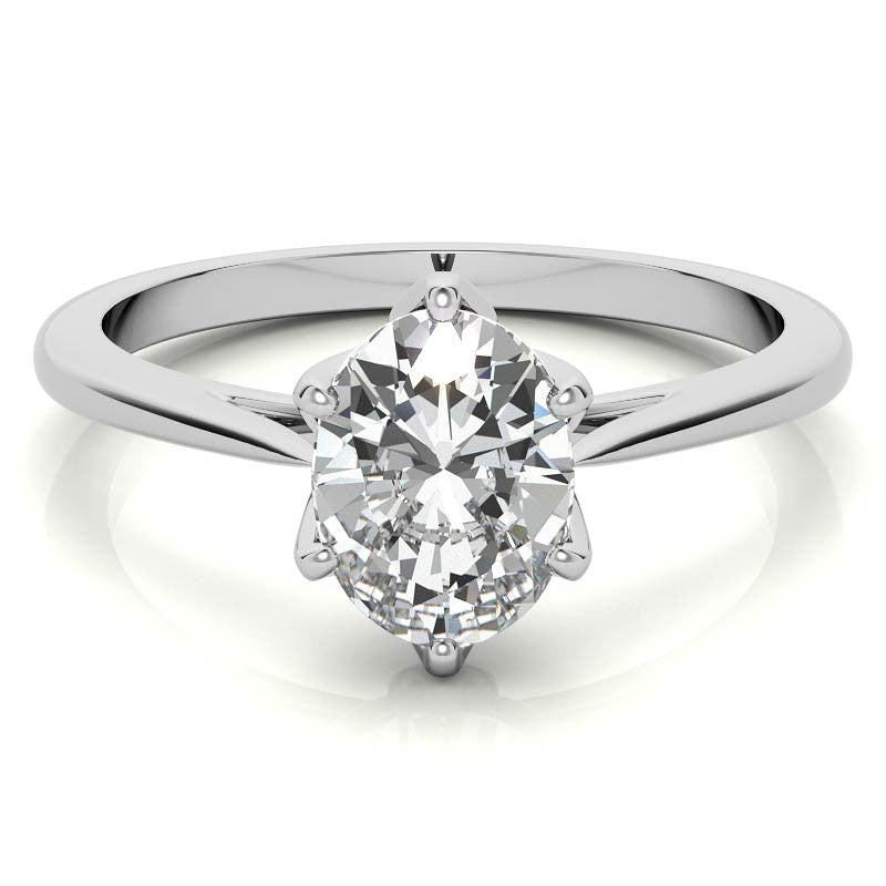 Petite Oval Tulip Cathedral Moissanite Solitaire Ring