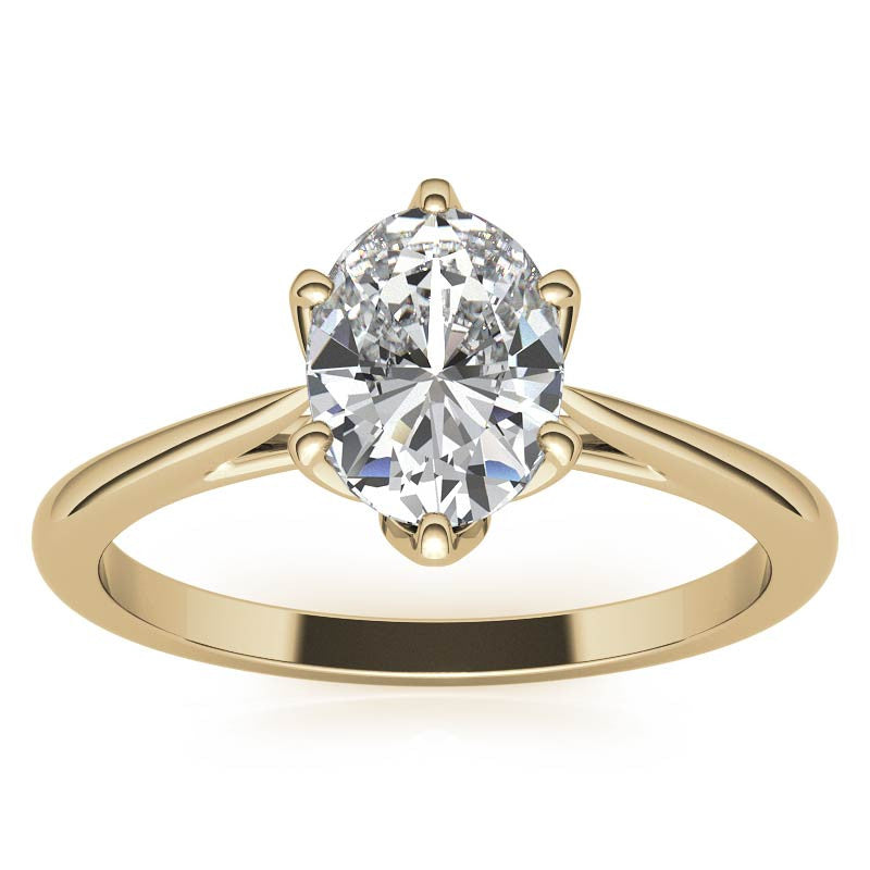 Petite Oval Tulip Cathedral Moissanite Solitaire Ring