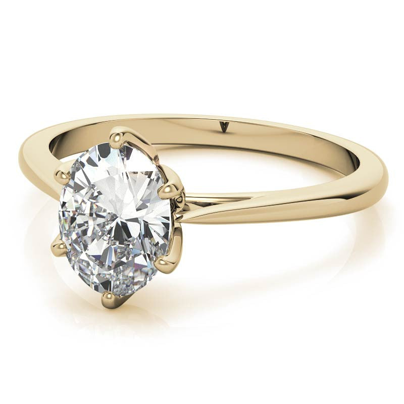 Petite Oval Tulip Cathedral Moissanite Solitaire Ring
