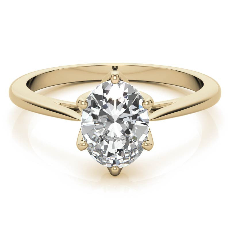 Petite Oval Tulip Cathedral Moissanite Solitaire Ring