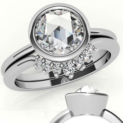 Rose Cut Solitaire Ring with Optional Matching Curved Band