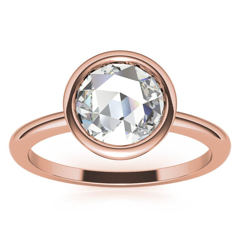 Rose Cut Solitaire Ring with Optional Matching Curved Band