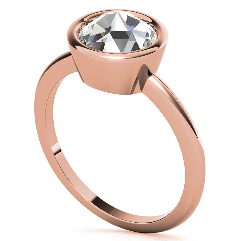 Rose Cut Solitaire Ring with Optional Matching Curved Band