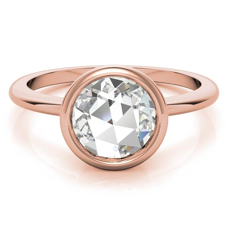 Rose Cut Solitaire Ring with Optional Matching Curved Band