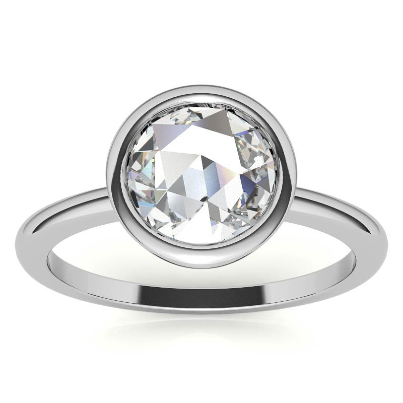 Rose Cut Solitaire Ring with Optional Matching Curved Band