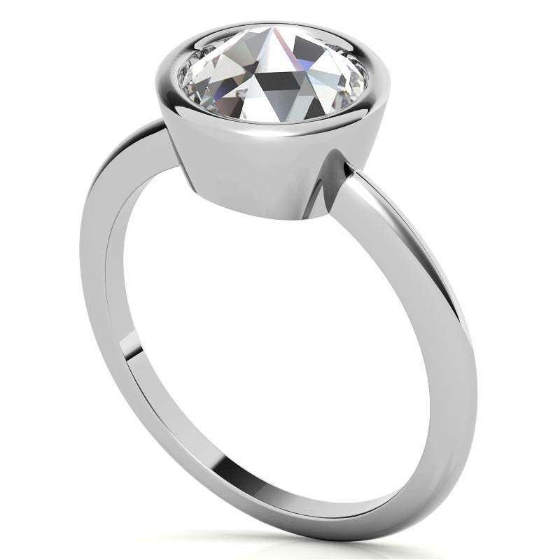 Rose Cut Solitaire Ring with Optional Matching Curved Band