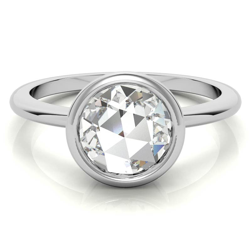 Rose Cut Solitaire Ring with Optional Matching Curved Band