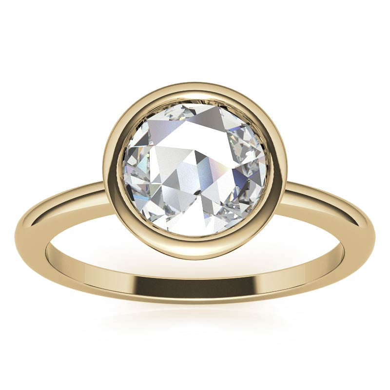 Rose Cut Solitaire Ring with Optional Matching Curved Band
